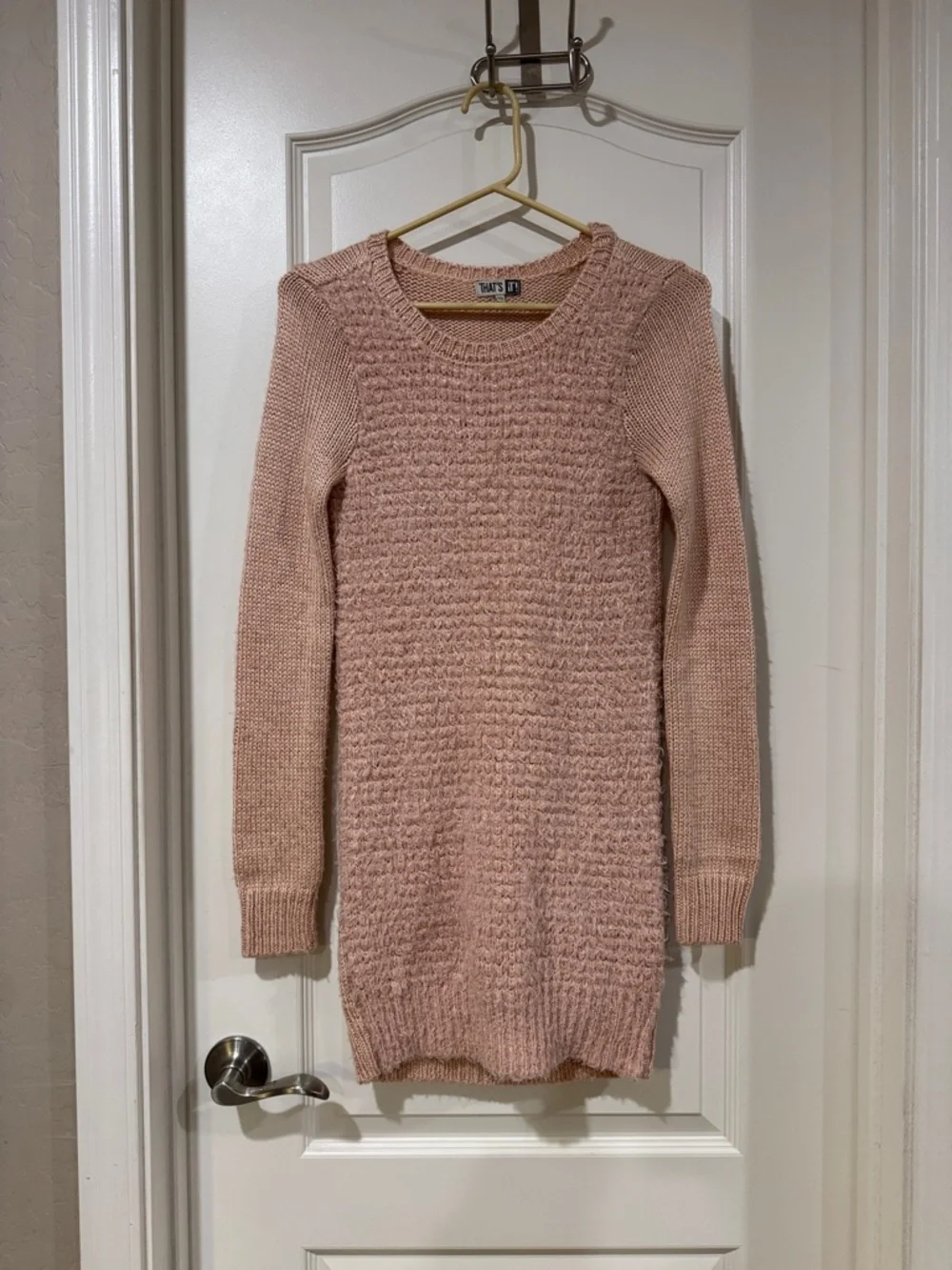 Girls' Dusty Pink Knit Sweater Dress / AA40